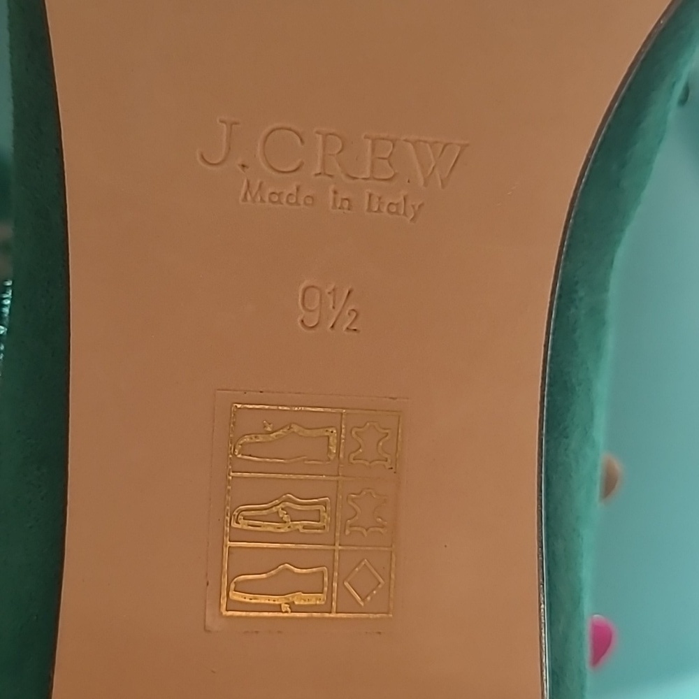 J. Crew Green Leather Loafers with Chain Detail Size 9.5 - Picture 11 of 12